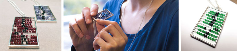 Handcrafted Silver Abacus Jewellery – Pendants with Colourful Gemstones