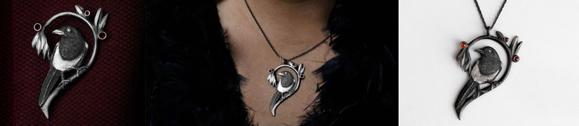 Magpie Jewellery – Handmade Silver Pendants and Brooches with Garnets